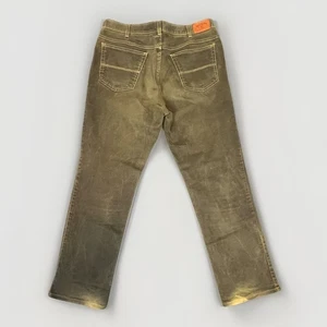 Bills Khakis Denim Jeans Mens Sz 38 Olive Green Distressed Cotton Faded Pant USA - Picture 1 of 10