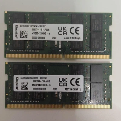 Kingston 32GB (16GBx2) DDR4 3200MHz SO-DIMM Laptop Memory Modules - Image 1 of 2