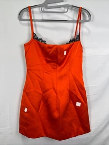 SIR. Poppy Contoured Orange Mini Dress Size 1 with Fabric Pull and Snags - Picture 1 of 13