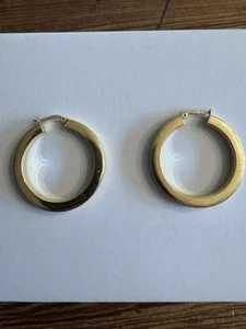 Vintage Pair of Heavy 14K Gold Hoop Adjustable Clip 1.25” Earrings - 5.9 Grams - Picture 1 of 11