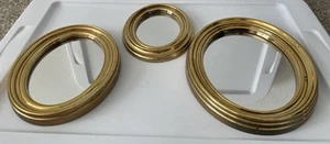 Vintage Home Interiors Gold Plastic Framed Oval Hanging Mirrors Set of 3 - Picture 1 of 12