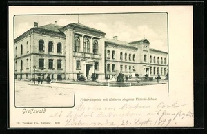 AK Greifswald, Friedrichsplatz mit Kaiserin Augusta Victoria-Schule - Picture 1 of 2