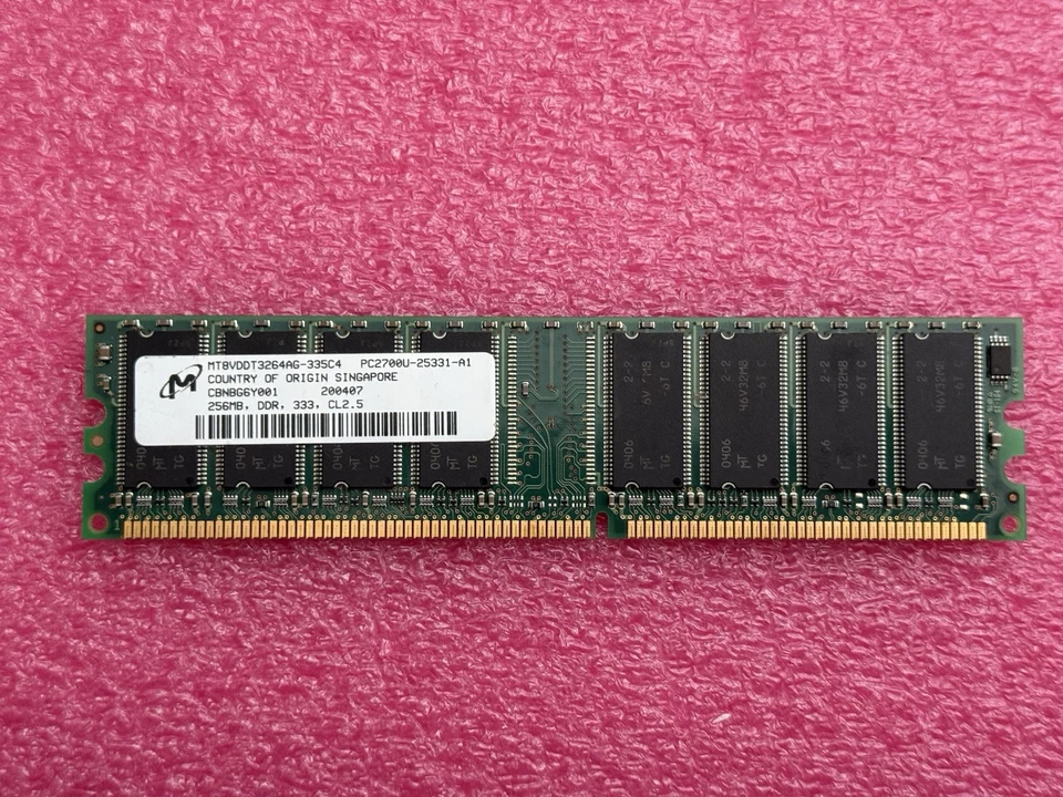 256MB Micron PC2700U-25331-A1 DDR333 Desktop RAM - Image 1 of 1