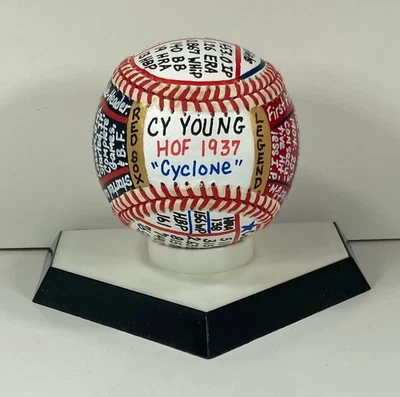Cy Young VCBC SuperStats LEGENDS OAL Baseball, Hand Painted, Boston Red Sox - Image 1 of 4