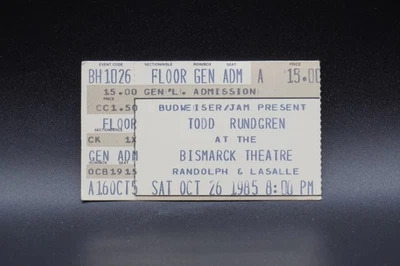 1985 TODD RUNDGREN CONCERT TICKET STUB, BISMARCK THEATRE - Image 1 of 2