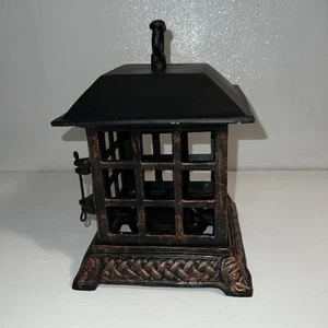 Antique 1920’s Japanese Cast Iron Garden Pagoda Hand Cast Candle Lantern HEAVY - Picture 1 of 10