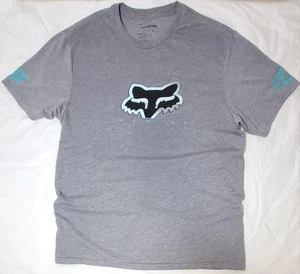 MENS FOX RACING GRAY WITH AQUA LOGO SHORT SLEEVE T SHIRT XL - Picture 1 of 1