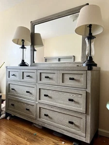 Brand New Gray Wooden Dresser with Mirror - Picture 1 of 3