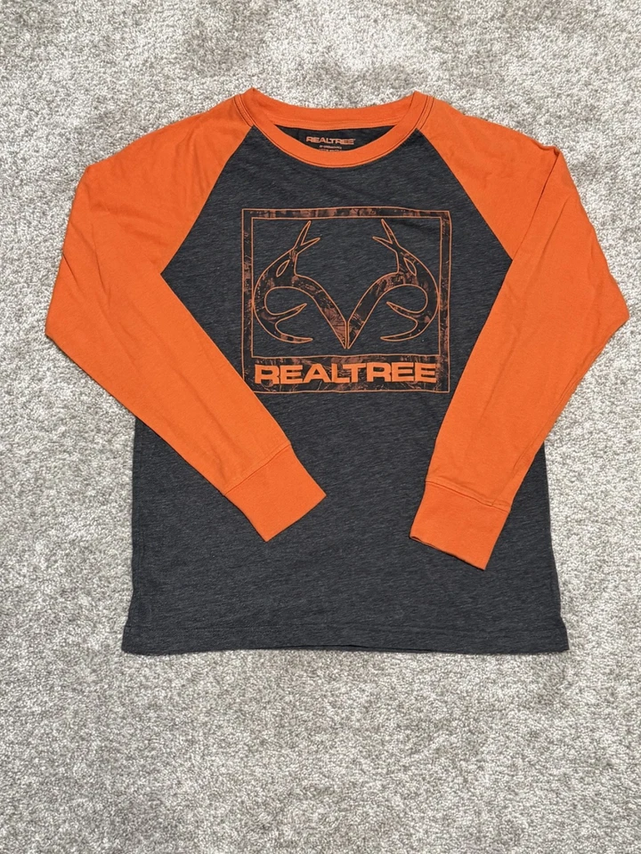 Realtree By Green Source Boy's Large 10/12  Long Sleeve T Shirt Orange Sleeves - Image 1 of 4