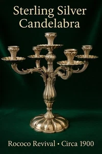 Sterling Silver Candelabra • Rococo Revival • 1144g • 41cm • Circa 1900 - Picture 1 of 13