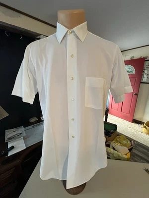 1960S FOTL Tricot Nylon Made In USA Button Up Mens 15 Short Sleeve Selvedge NWOT - Image 1 of 4