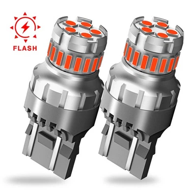 2Pcs 7443 7440 LED Red Strobe Flash Blinking Brake Tail Stop Reverse Light Bulbs - Imagem 1 de 4