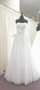 DESIGNER BRAUTKLEID AGNES MODE DE POL 38 SCHNÜRUNG KORSAGE GLITZER A LINIE WEiß - Bild 1 von 1