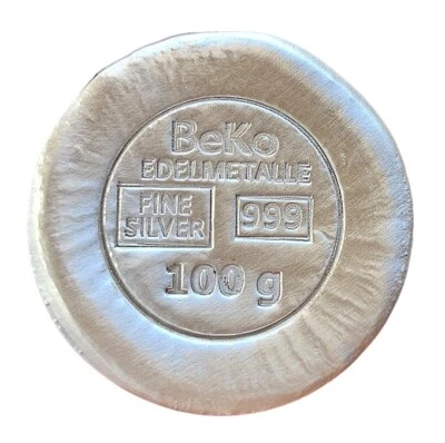 BeKo Edelmetalle 100 Gramm Silberbarren - Rundbarren 999 Feinsilber Gussbarren - Bild 1 von 3