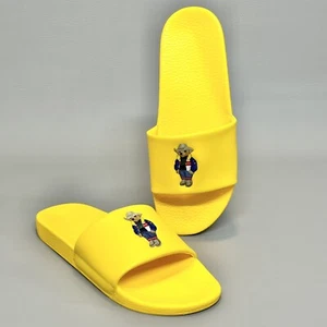 Polo Ralph Lauren Yellow Polo Bear Men’s Size 13 Sandals Slides - Picture 1 of 9