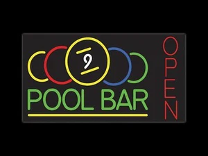 Pool Bar Open Neon Sign for Retail Displays | LED Flex Neon | 37"W x 20"H x 1"D - Picture 1 of 4