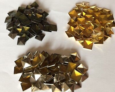 John Lewis HOT FIX Studs Cones Pyramids Gold Silver Gunmetal 8 /9mm X50 Pack • 3.29€