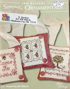 JBW Designs Spring Ornamentals Cross Stitch Pattern, Linen, & Charms - Picture 1 of 5