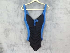 Tommy Bahama Bathing Swim Suit Womens 16 Black Blue One Piece Island Cays - Picture 1 of 7