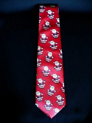 Corbata de Papá Noel Roja Navidad Vacaciones Cuello Surrey 100% Poliéster Hecha en EE. UU. Foto 1 de 4