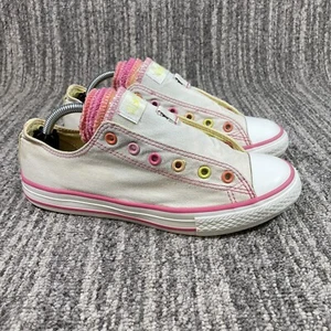 Converse All Star Girls Size 5 Pink Multi Tongue Skateboard Shoes No Laces - Picture 1 of 10