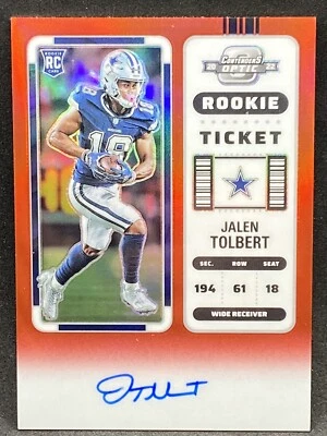 JALEN TOLBERT 2022 PANINI CONTENDERS OPTIC RED ROOKIE TICKET AUTOGRAPH /149 - Image 1 of 2