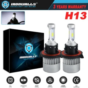 IRONWALLS 2X H13 LED Headlight Bulbs White Light 72W 8000LM 6500K Hi/Lo Beam COB - Picture 1 of 12