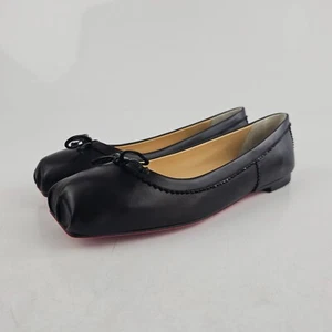 CHRISTIAN LOUBOUTIN Mamadrague Black Leather Flats New - Imagen 1 de 10