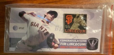 2009 Tim Lincecum 2008 Cy Young Winner SF Giants SGA Pin NIP Free Shipping - Image 1 of 2