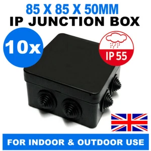 10X CCTV JUNCTION IP BLACK BOX WATERPROOF CABLE CONNECTIONS IP55 TERMINAL CASE - Picture 1 of 1