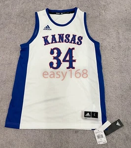 New Adidas Kansas #34 NCAA Jersey  Sz Large Swingman FK2020 Basketball L White - Picture 1 of 10