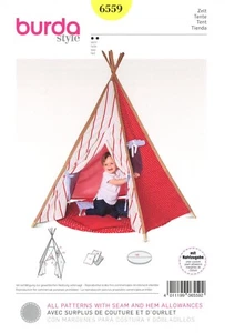 Burda 6559 Child's Play Tent w Bamboo Poles, Padded Floor & Cushions UC Pattern - Picture 1 of 3