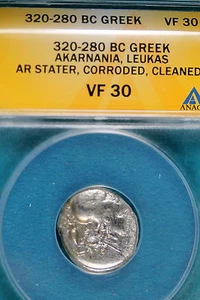 320-280BC ANACS VF30 Greek Akarnania, Leukas AR Stater! #B7852 - Picture 1 of 2