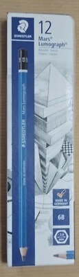 12 Staedtler Mars Lumograph 100 Pencils 6B 7B 8B - Image 1 of 3