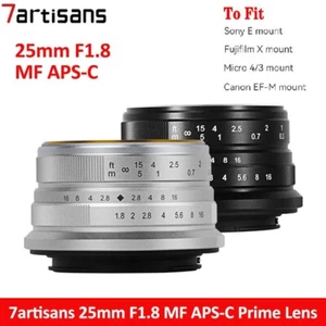 7artisans 25mm F1.8 APS-C Manual Focus Lens For Sony E Fuji FX M43 EOS-M Mount - Picture 1 of 19
