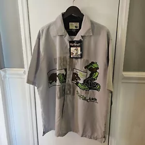 Camicia blu grezzo uomo adulto 2X abbottonata hip hop streetwear Y2K NUOVA - Foto 1 di 4