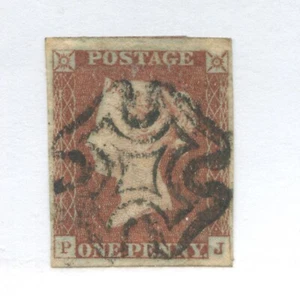 GB 1841 Penny Red PJ with an exceptional SON Maltese Cross 4 nice margins - Foto 1 di 1