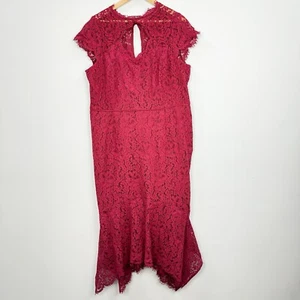 CITY CHIC Size L 20 Dark Red Lace Mermaid Dress Pencil Cocktail Formal Maroon - Picture 1 of 17