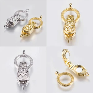 5Sets Brass Fold Over Magnetic Clasps with Loop Findings For Jewelry Making 31mm - Picture 1 of 15
