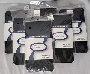 Lot Of 6: Fidenzze School Collection Micro 3-D Kids Tights Style #199 A Black    - Picture 1 of 6