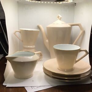 Vintage NORITAKE Tea Set Teapot, Creamer , 3 Cups And Saucers SOFT Peach PINK