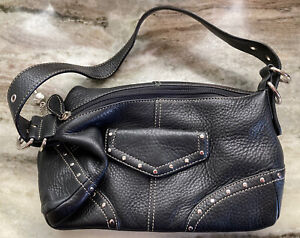 Fossil 75082 Black Leather Hobo Stud Purse Handbag NWT