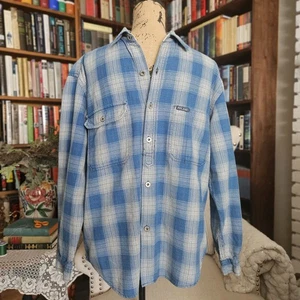 Camisa De Colección Pepe Para Hombre S Azul Denim Cuadros Manga Larga Vaquero Occidental Ropa de Trabajo Años 90 - Imagen 1 de 11