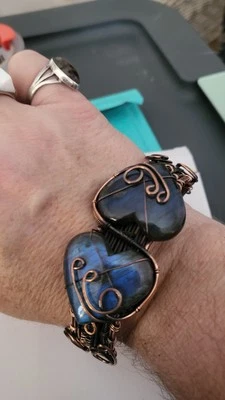 Wire Wrapped Labradorite Heart Shaped Bracelet Copper - Image 1 of 4