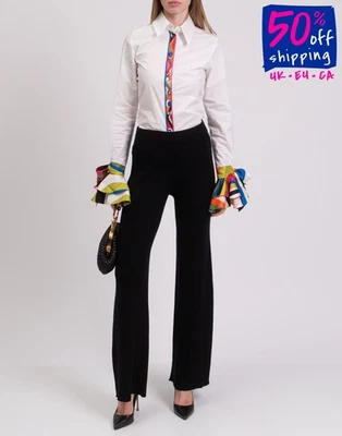 PVP 320 € LOW CLASSIC Pantalón Acampanado Tejido Lana Merino Talla S Negro Acanalado Foto 1 de 4