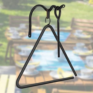 12-Inch Triangle Dinner Bell with Hanger & Call Striker Ringer Outdoor Bell Wall - Picture 1 of 12