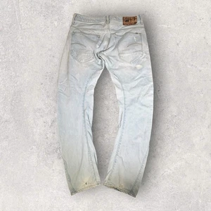 G-Star Raw 3D Arc Slim Light Wash Button Fly Jeans Blue Size 34x31 Distressed - Picture 1 of 14