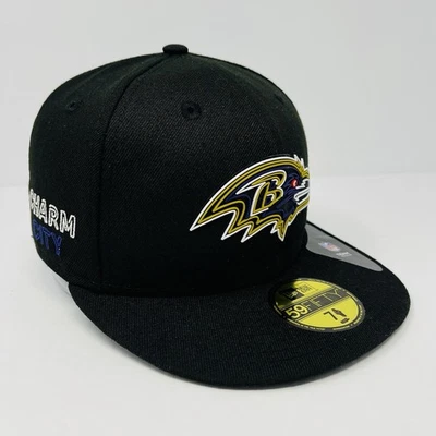 Boné chapéu ajustável New Era 59FIFTY NFL Baltimore Ravens charme ponto cidade masculino tamanho 7 - Imagem 1 de 4