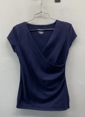 Merona Women's Navy Blue Surplice Wrap Empire Waist Top Shirt Size XS - Image 1 of 3