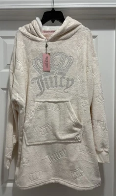 NWT Juicy Couture S/M Bling Rhinestone Crown Comfy Lounger Hooded Sleepwear - Image 1 of 4
